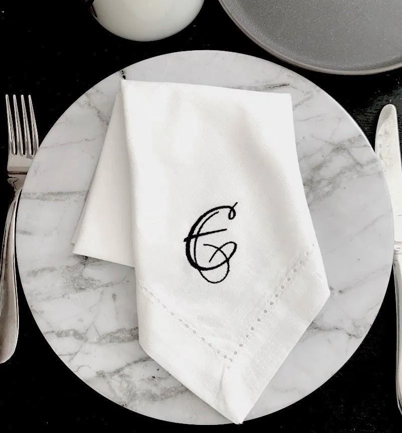 Lucia Monogrammed Cloth Dinner Napkins - Set of 4 napkins