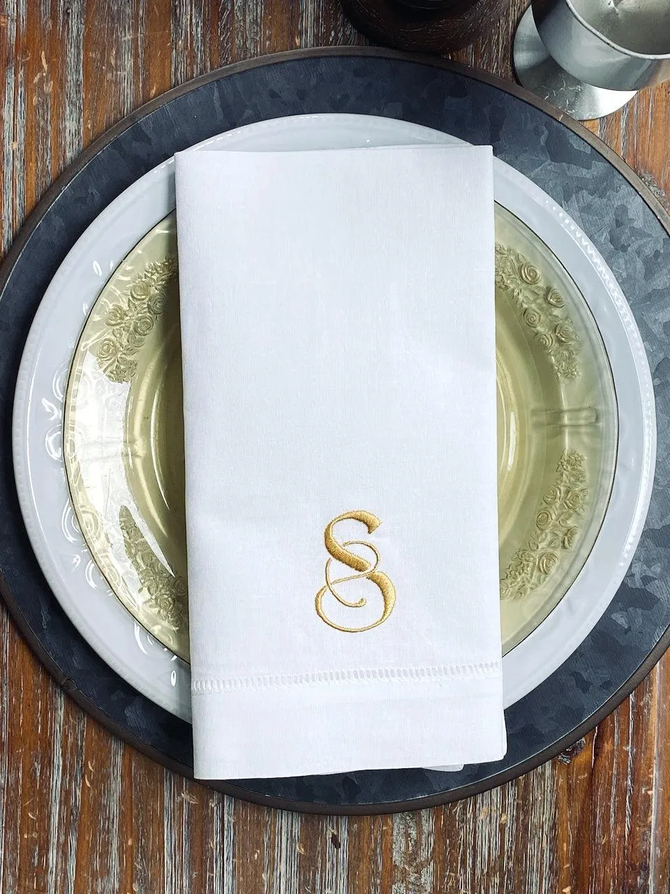 Madeleine Monogrammed Embroidered Cloth Napkins - Set of 4 napkins