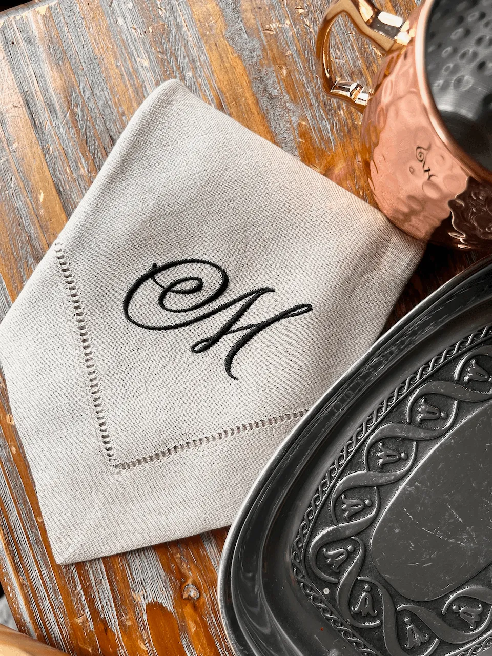 Margie Monogrammed Cloth Dinner Napkins - Set of 4 napkins