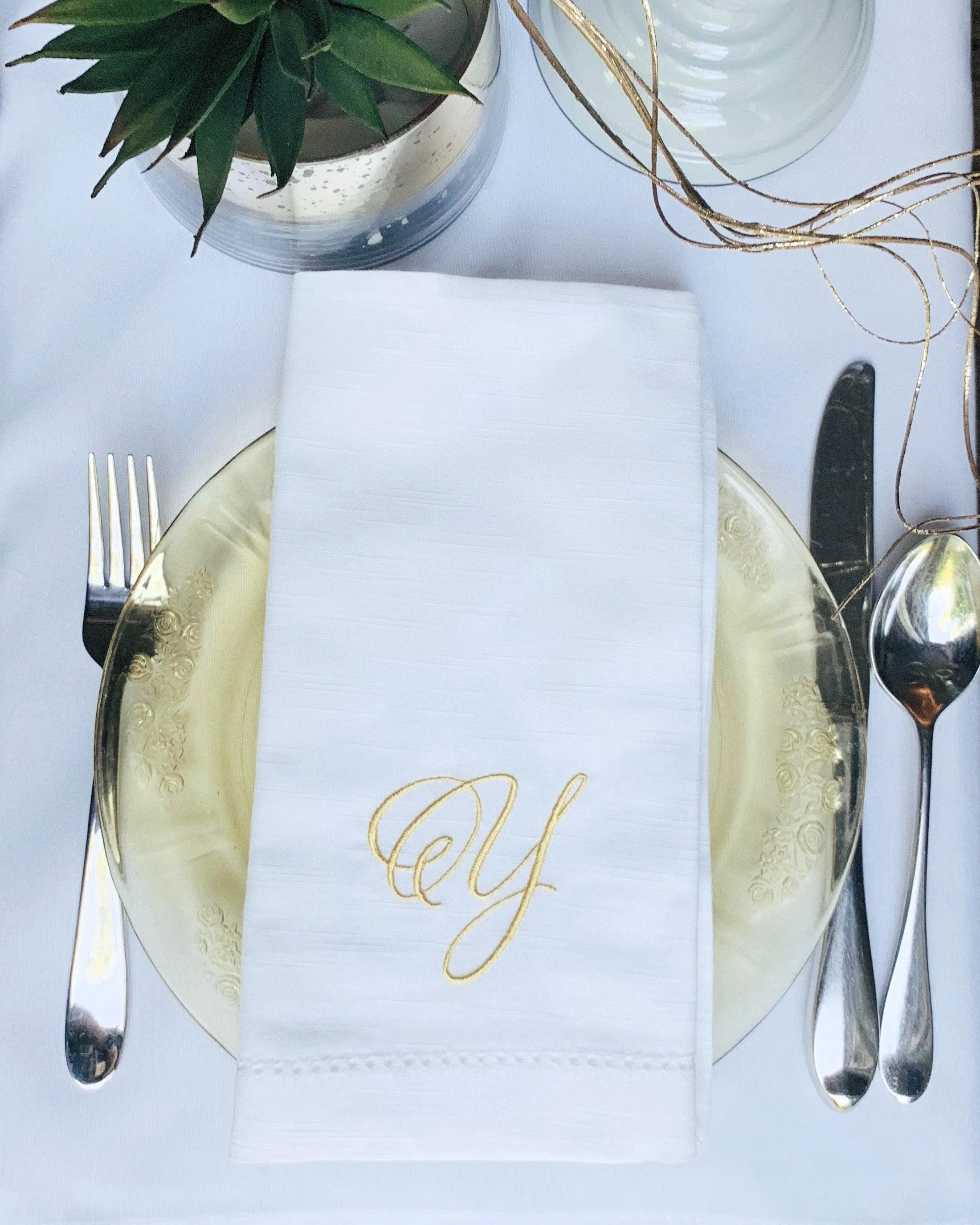 Margie Monogrammed Cloth Dinner Napkins - Set of 4 napkins