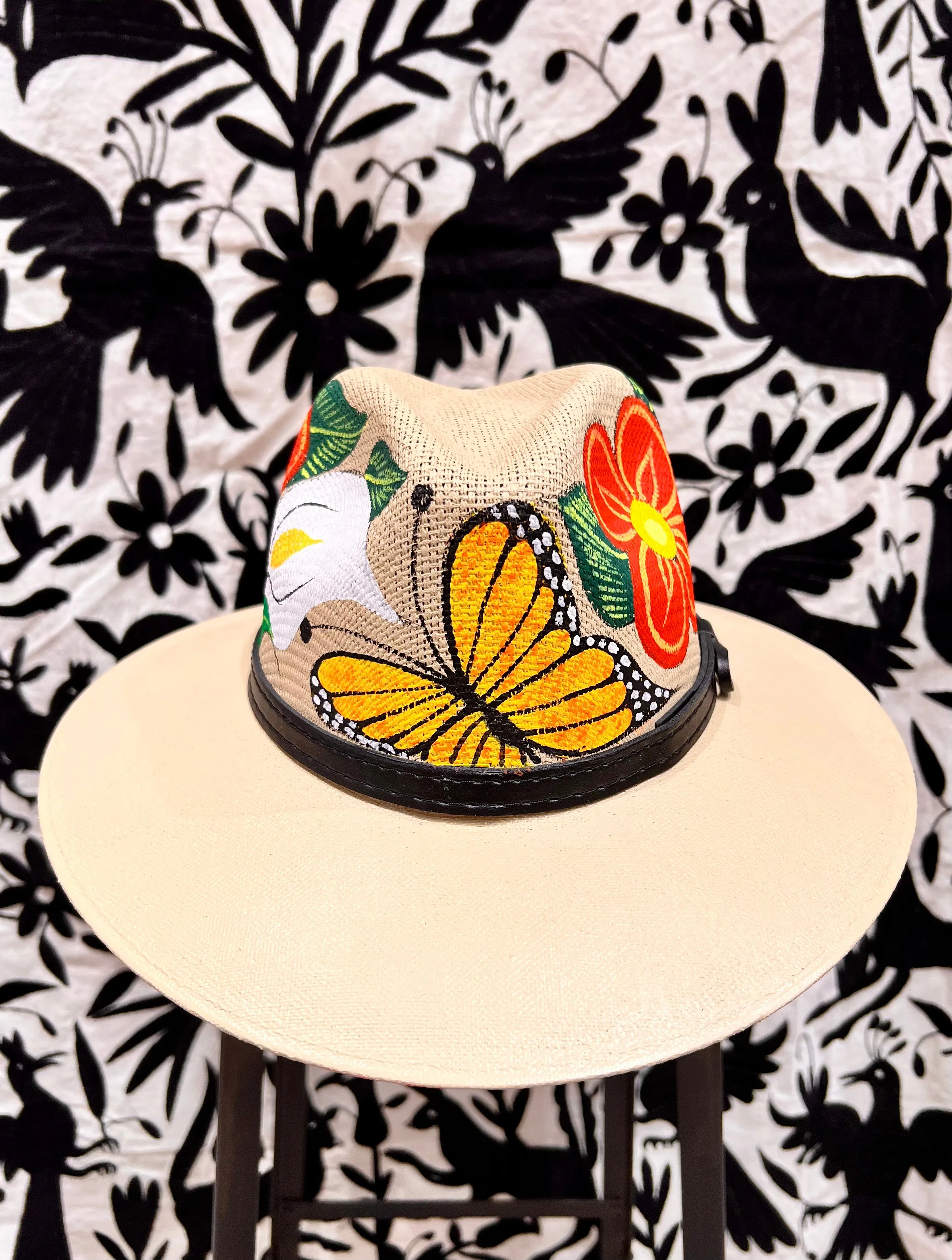 Mexican Hand Painted Sombrero — Butterflies