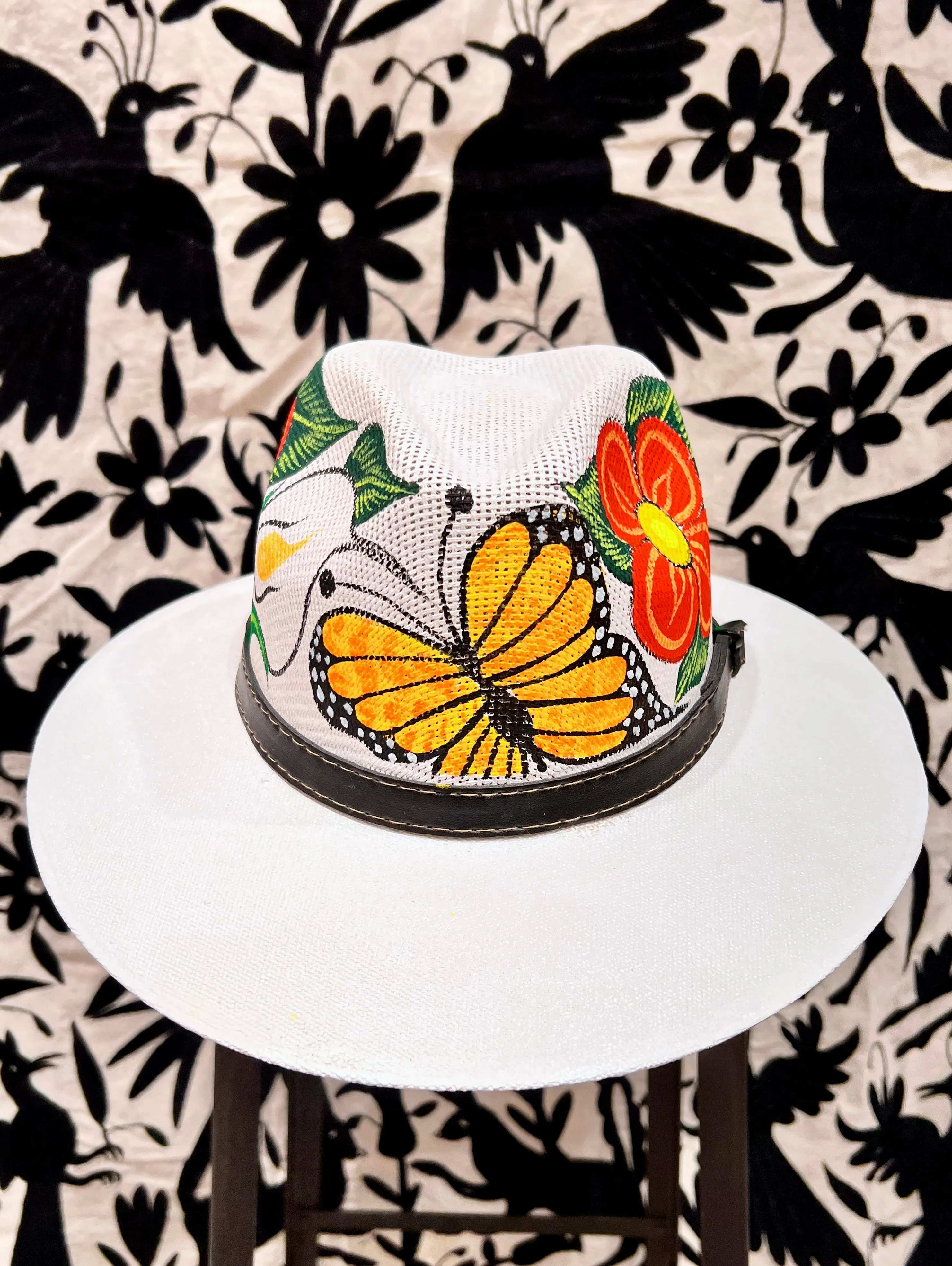 Mexican Hand Painted Sombrero — Butterflies