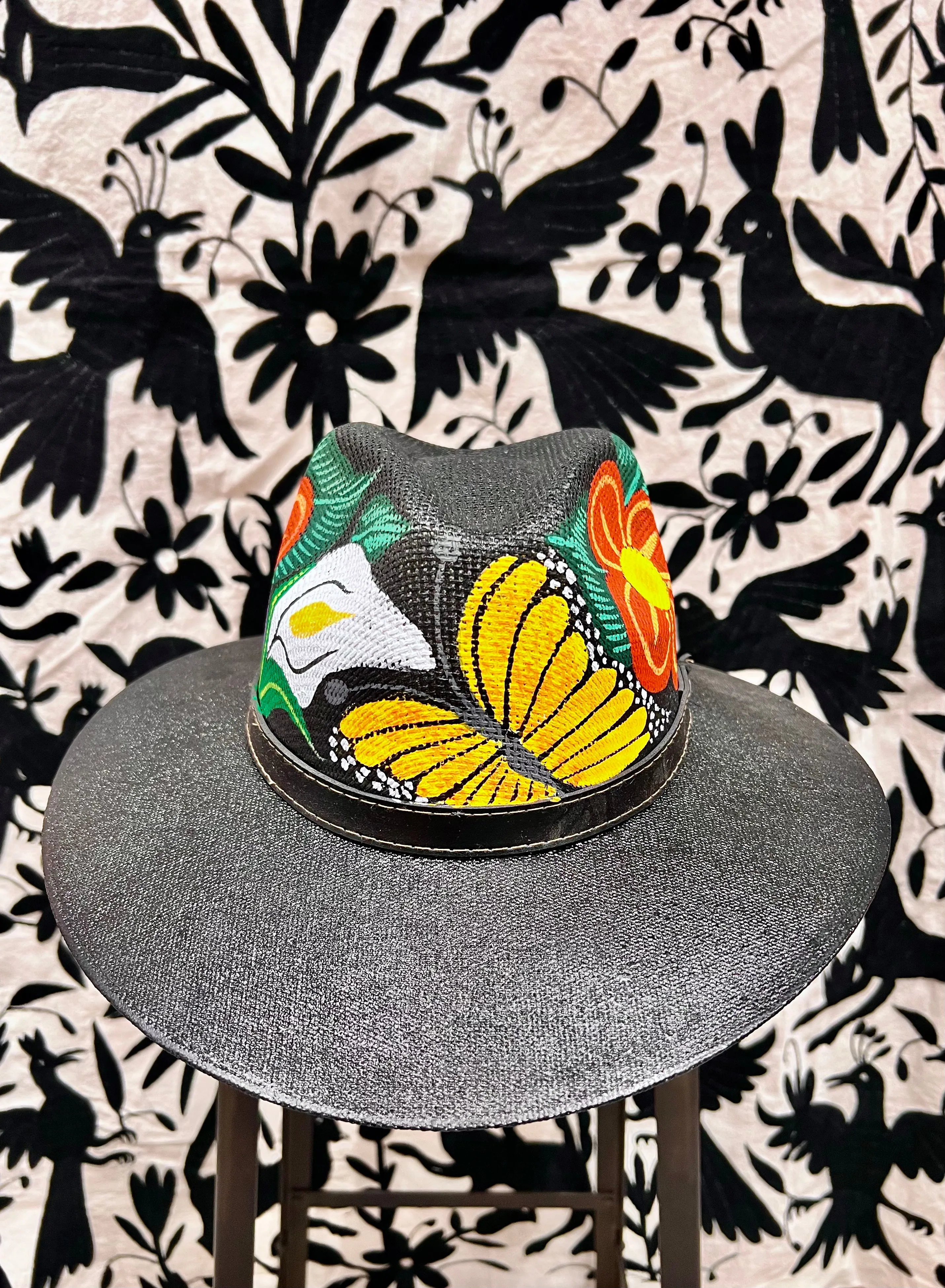 Mexican Hand Painted Sombrero — Butterflies