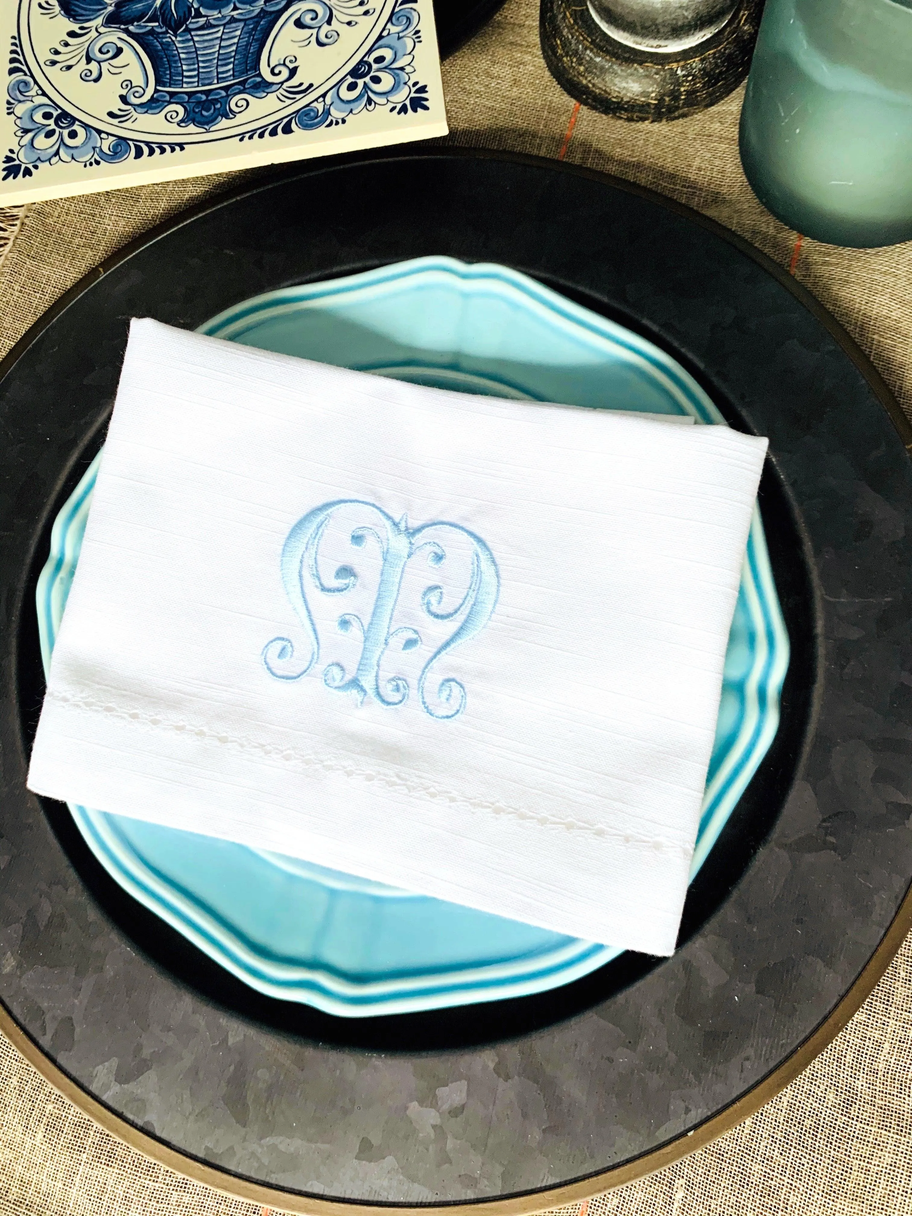 Mimi Monogrammed Cloth Dinner Napkins - Set of 4 napkins