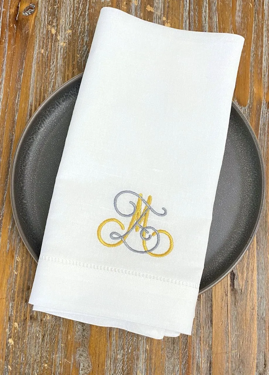 Missy Double Initial Monogrammed Cloth Napkins - Set of 4 Duogram Napkins