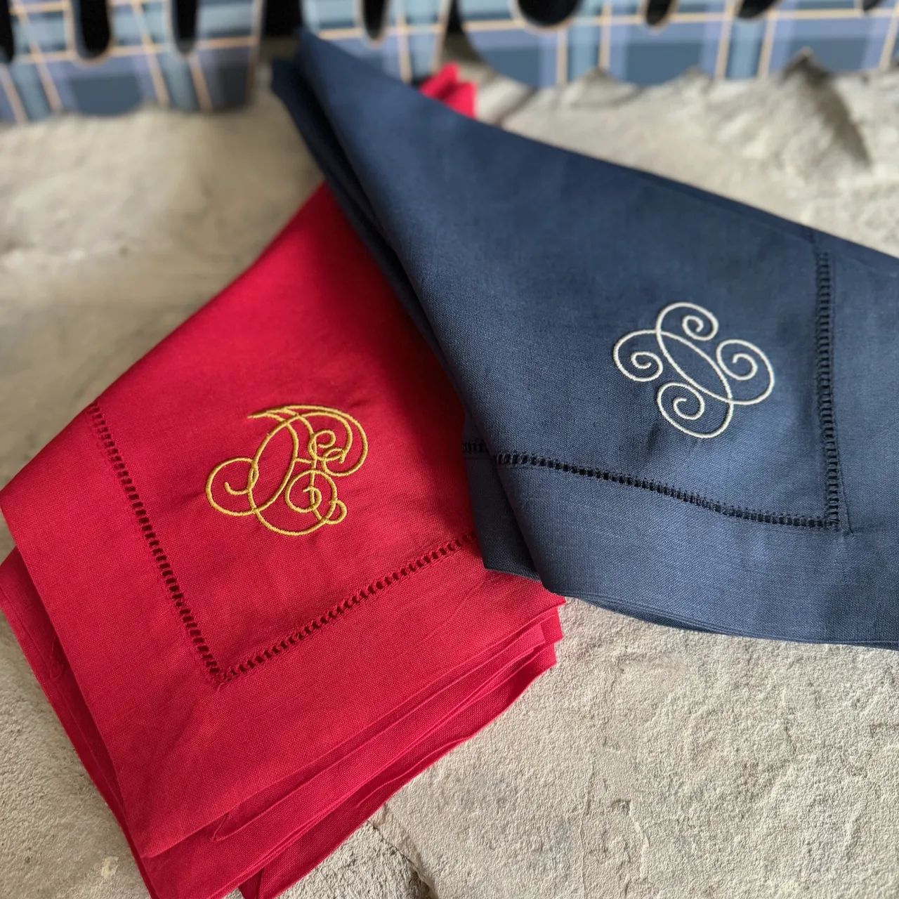 Missy Double Initial Monogrammed Cloth Napkins - Set of 4 Duogram Napkins