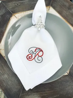 Missy Double Initial Monogrammed Cloth Napkins - Set of 4 Duogram Napkins