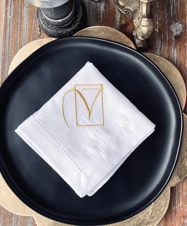 Modern Art Monogrammed Cloth Napkins - Set of 4 napkins