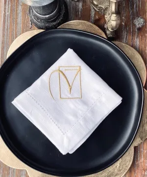 Modern Art Monogrammed Cloth Napkins - Set of 4 napkins