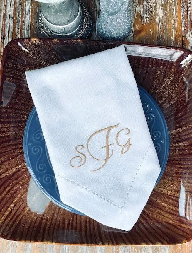 Monogrammed Embroidered Cloth Napkins - Set of 4 napkins-Amanda Font