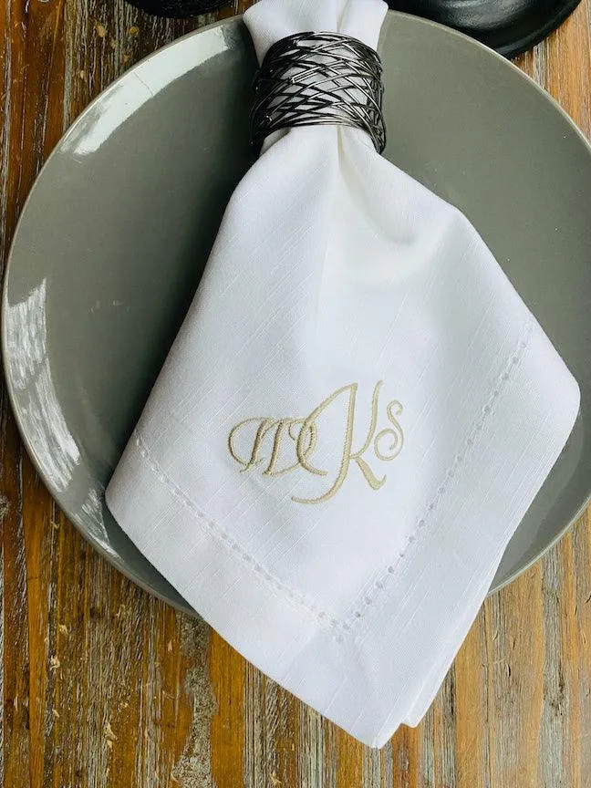 Monogrammed Embroidered Cloth Napkins - Set of 4 napkins-Amanda Font