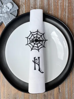 Monogrammed Spider Web Cloth Napkins-Set of 4 Halloween napkins