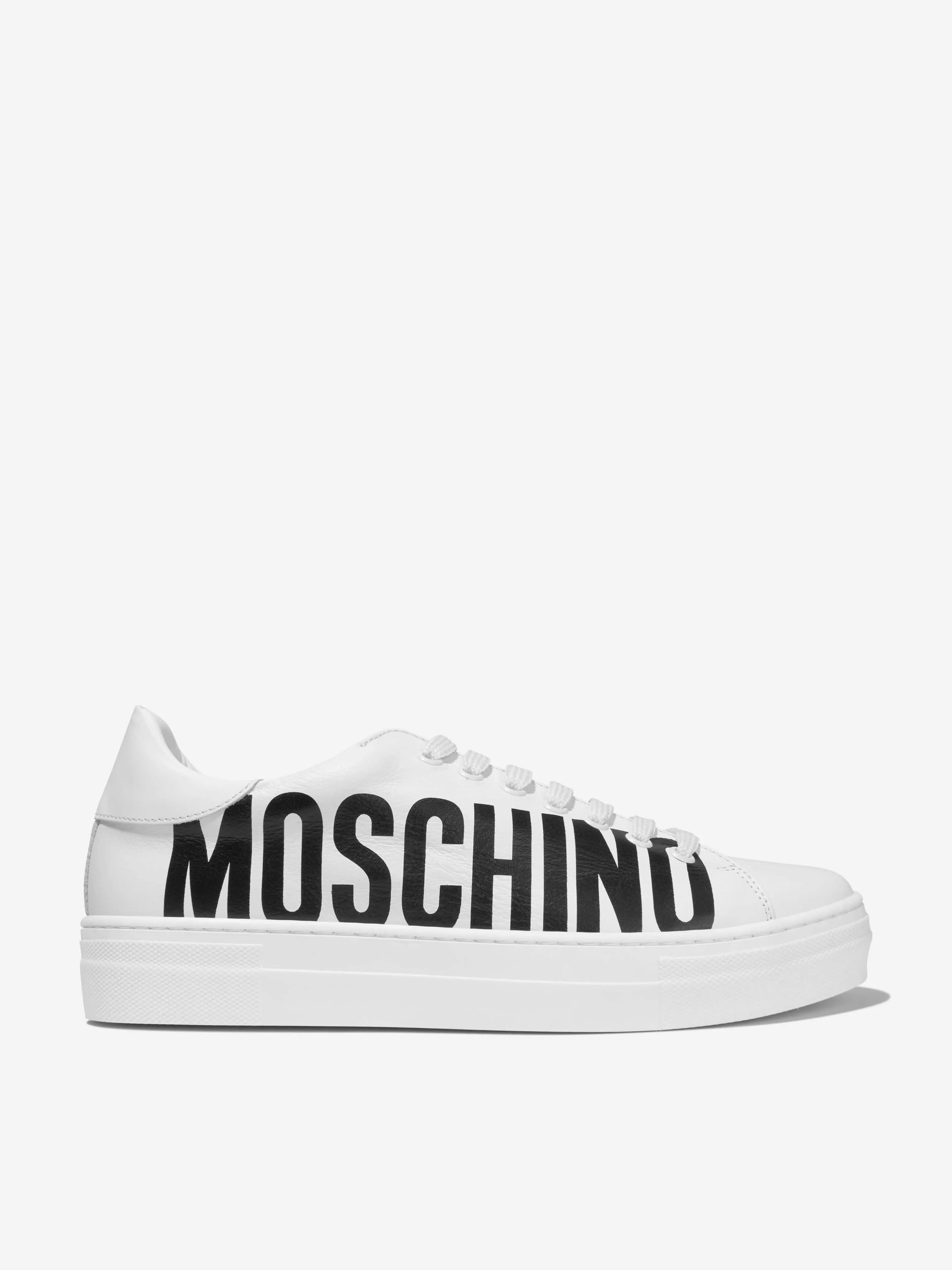 Moschino Unisex Leather Logo Print Trainers