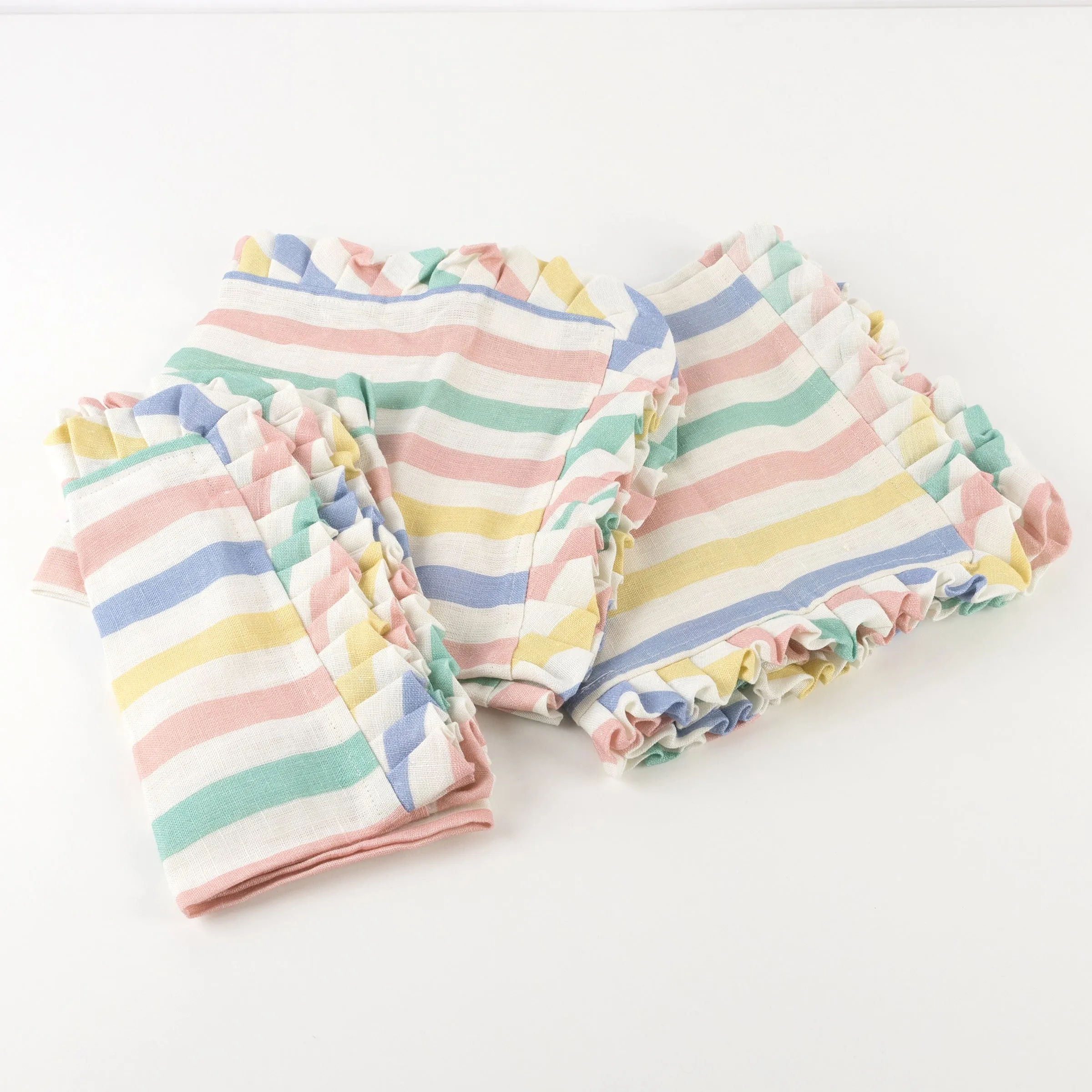 Multi Stripe Ruffle Fabric Napkins (x 4)