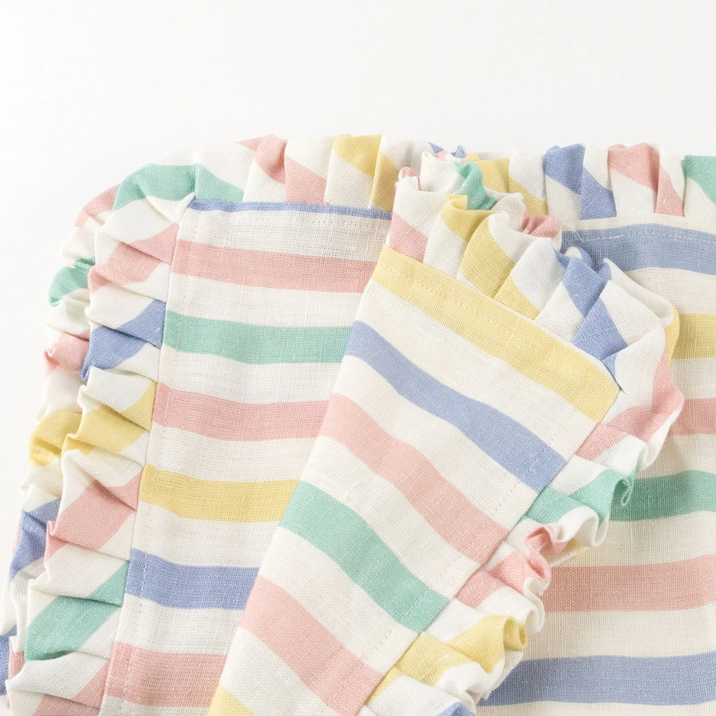 Multi Stripe Ruffle Fabric Napkins (x 4)