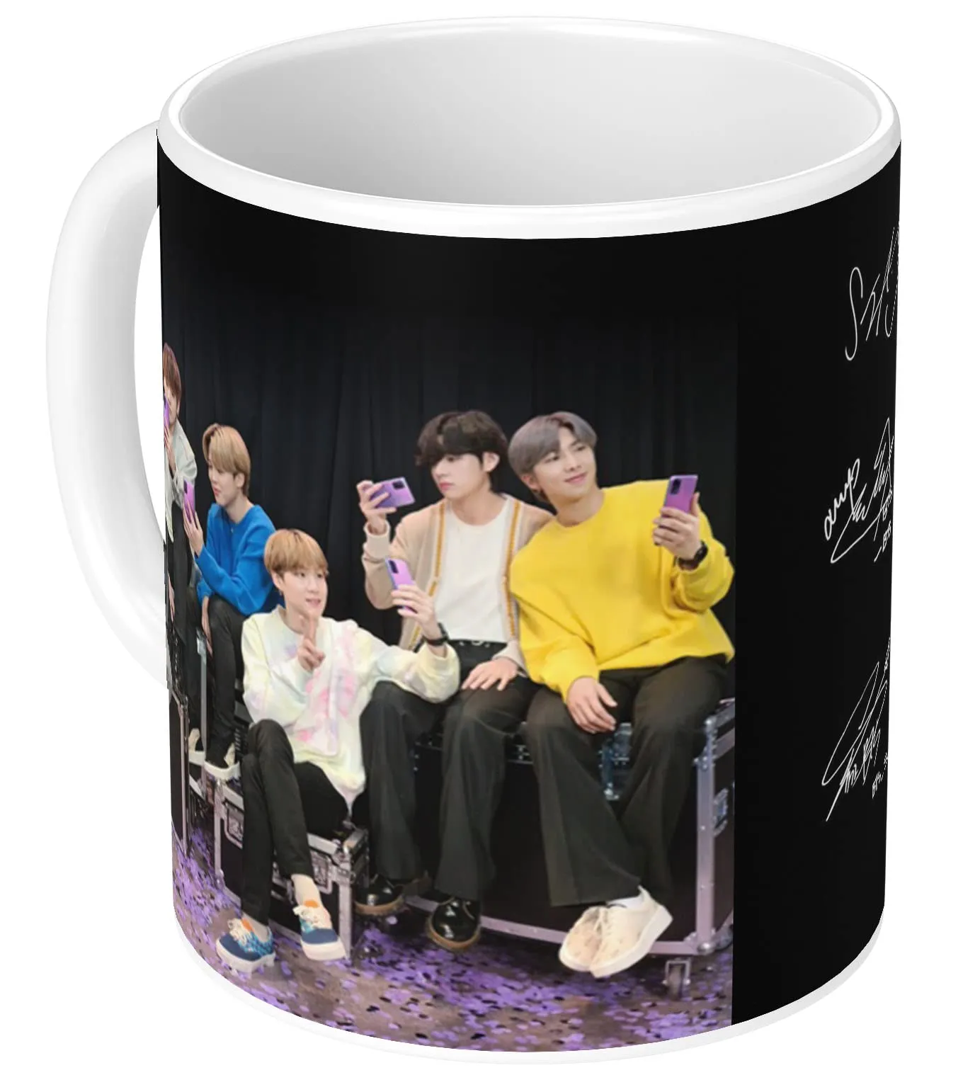 NH10 DESIGNS BTS Printed Mug with Keychain for Girls Boys Birthday Gift for Friends BTS Music Band V Suga J-Hope Jungkook Jin Jimin Rm, BTS Mug (Coffee Mug-350ml) -B61WMK 23 (Ceramic)