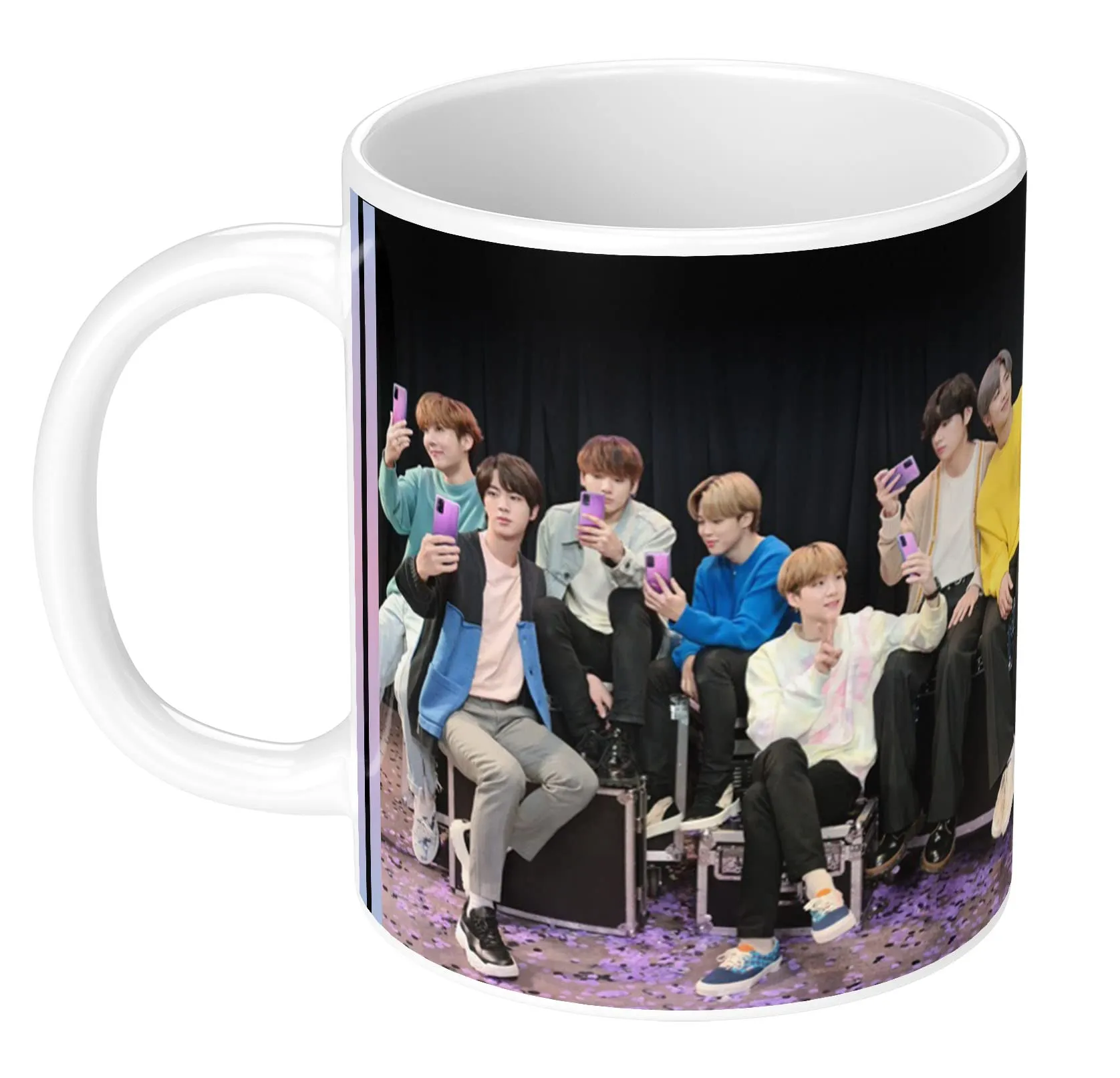 NH10 DESIGNS BTS Printed Mug with Keychain for Girls Boys Birthday Gift for Friends BTS Music Band V Suga J-Hope Jungkook Jin Jimin Rm, BTS Mug (Coffee Mug-350ml) -B61WMK 23 (Ceramic)