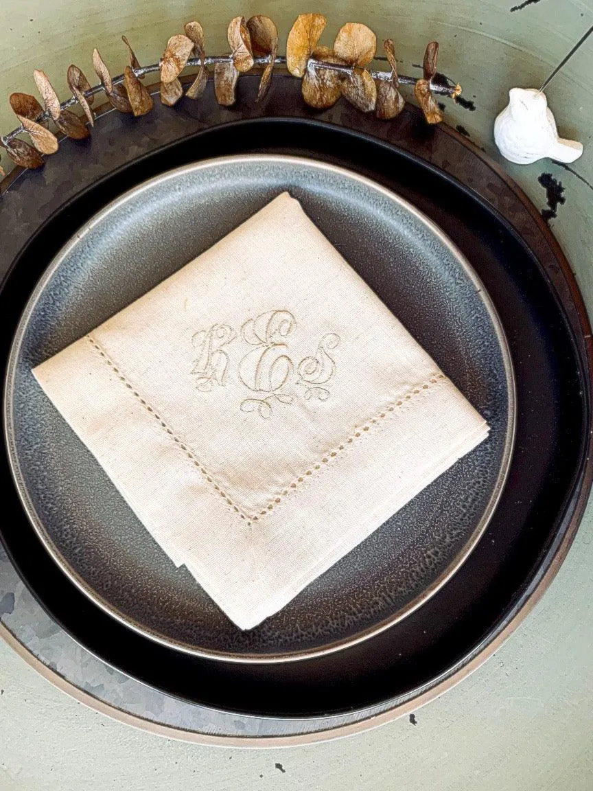 Olivia Monogrammed Embroidered Cloth Napkins