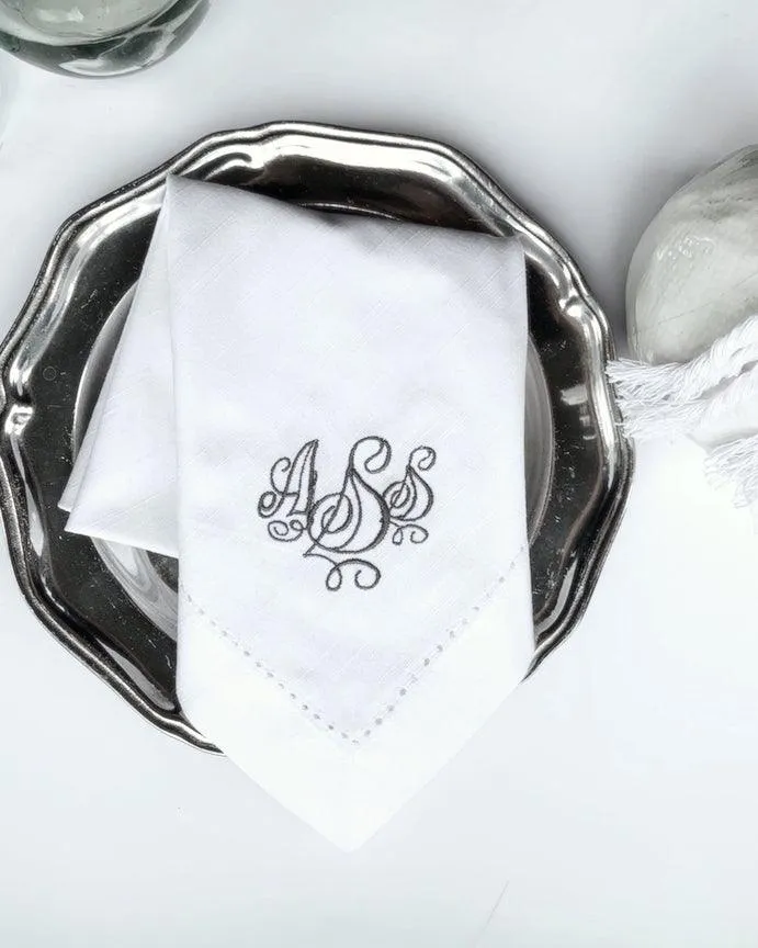 Olivia Monogrammed Embroidered Cloth Napkins