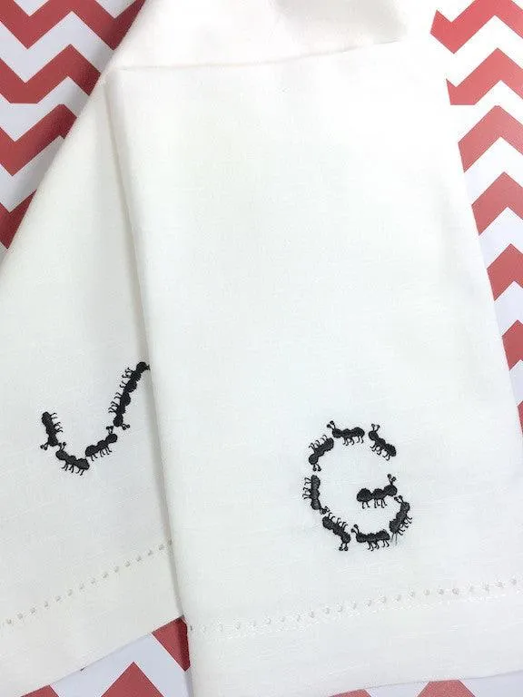 Picnic Ants Monogrammed Cloth Napkins - Set of 4 napkins