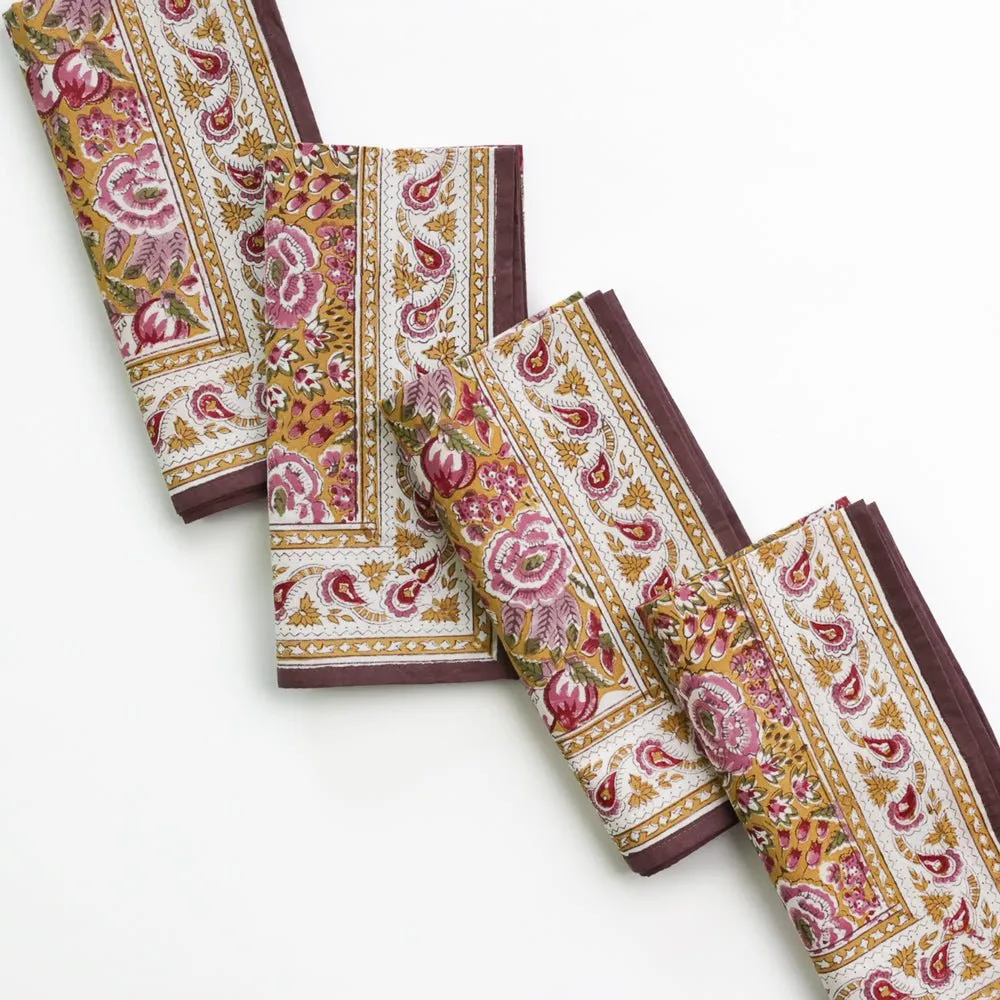 Pomegranate Garden Plum & Ochre Napkin | Set of 4