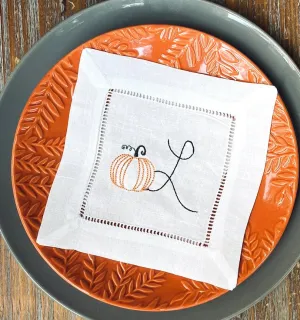 Pumpkin Monogrammed Cocktail Napkins, Set of 4