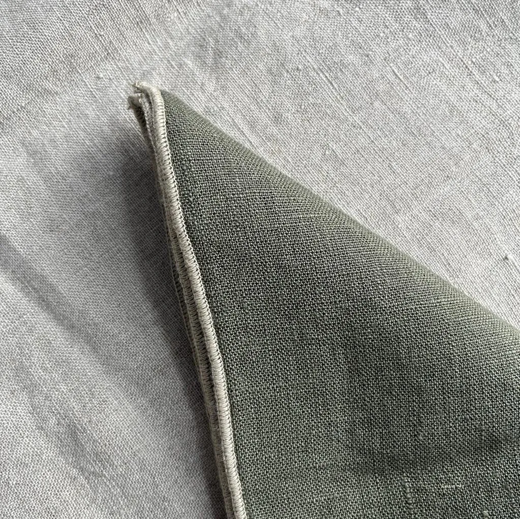 Pure Linen Napkin with Natural Overlocked Edge - Various Colours