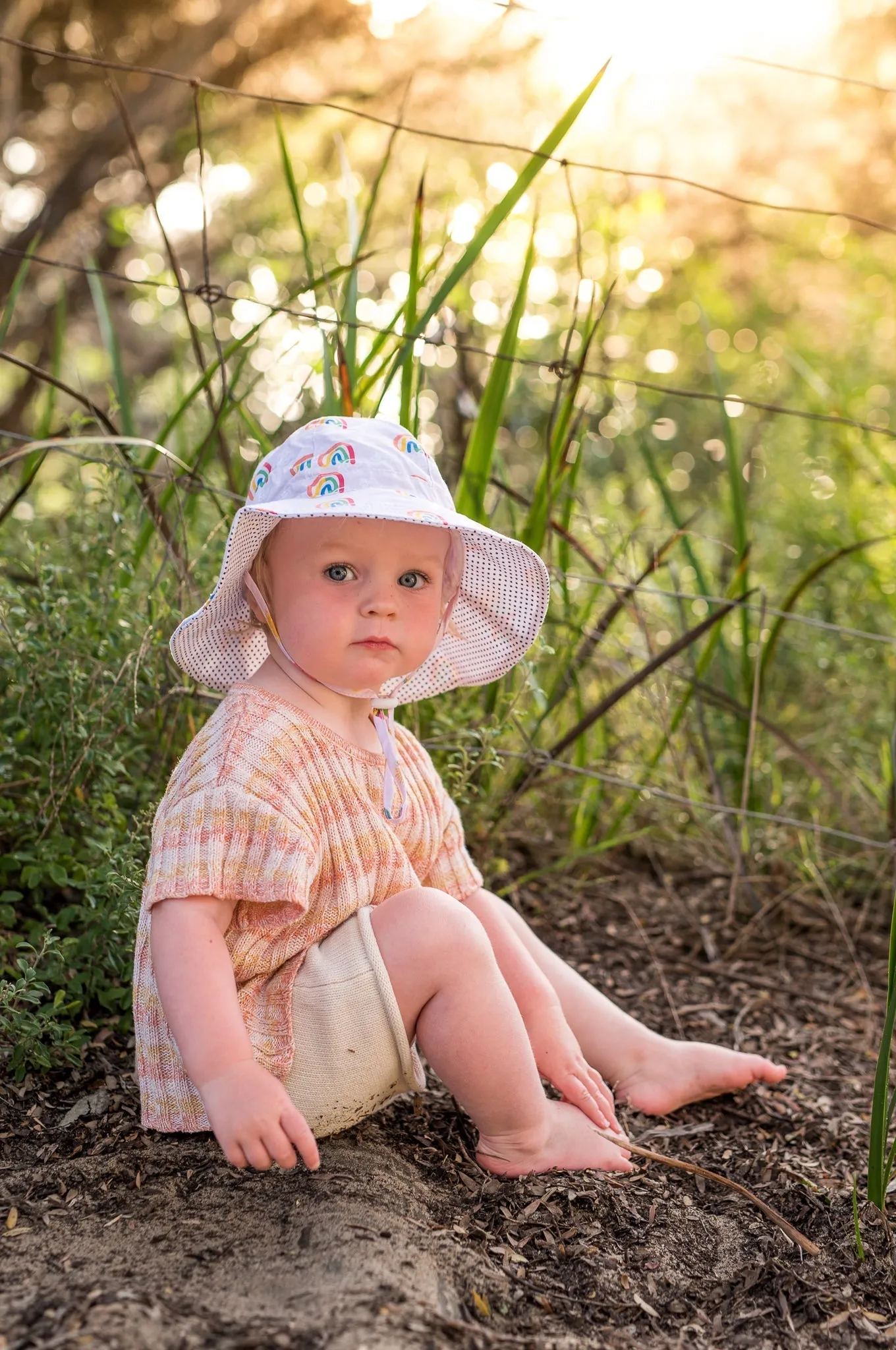 Rainbow Squiggle Wide Brim Sunhat