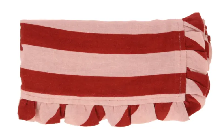 Red & Pink Stripe Ruffle Napkins