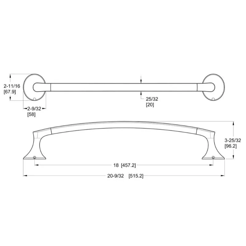 Rhen 20.28" Flat Arch Towel Bar in Brushed Gold