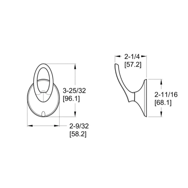 Rhen 2.28" Flat Oval Robe Hook in Polished Chrome