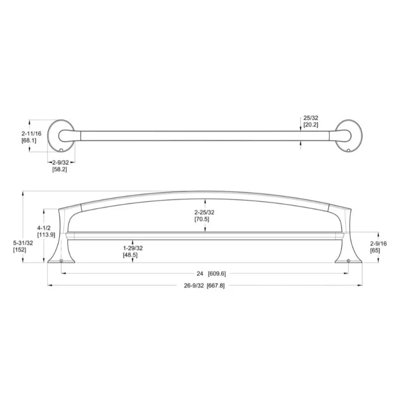 Rhen 26.28" Flat Arch Double Towel Bar in Brushed Nickel