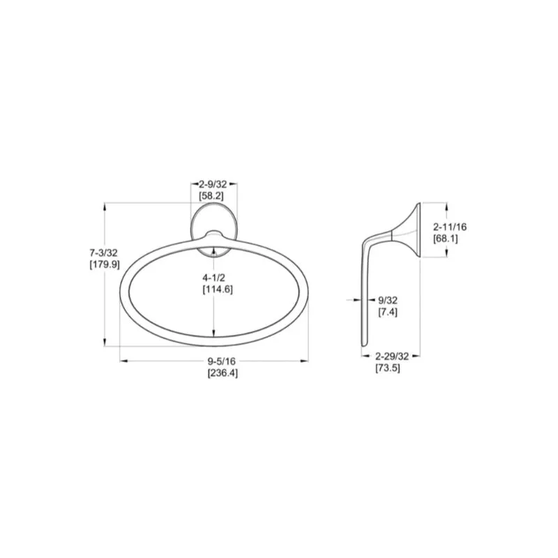 Rhen 9.31" Flat Oval Towel Ring in Brushed Nickel