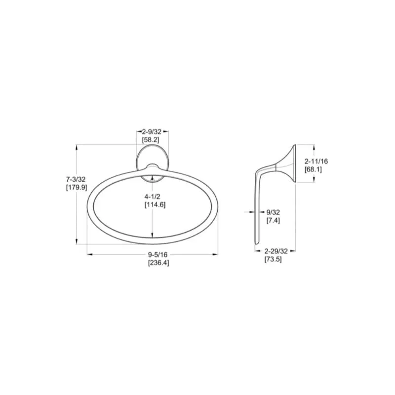 Rhen 9.31" Flat Oval Towel Ring in Matte Black