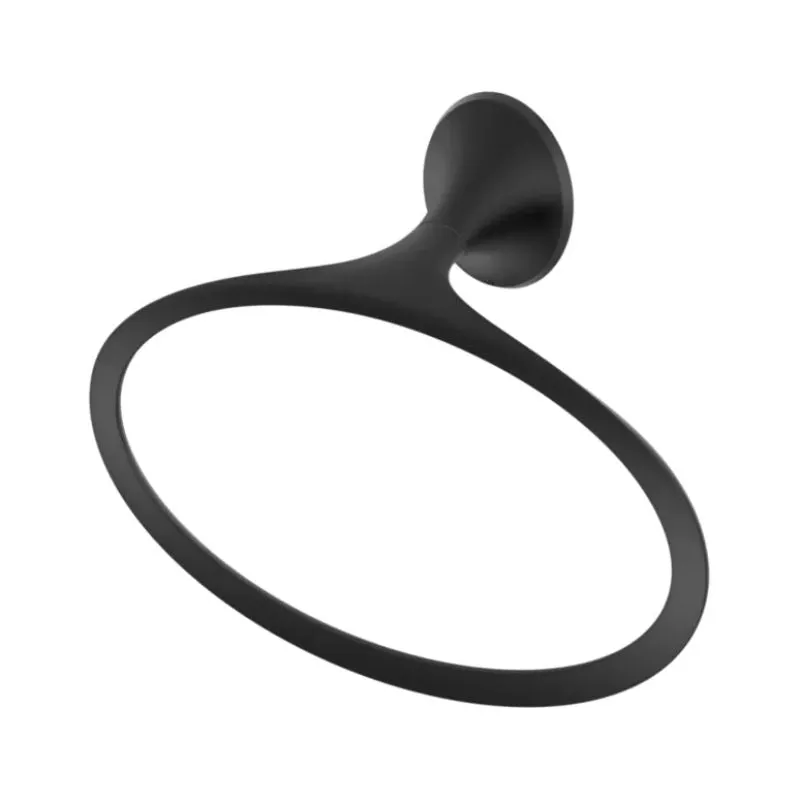 Rhen 9.31" Flat Oval Towel Ring in Matte Black