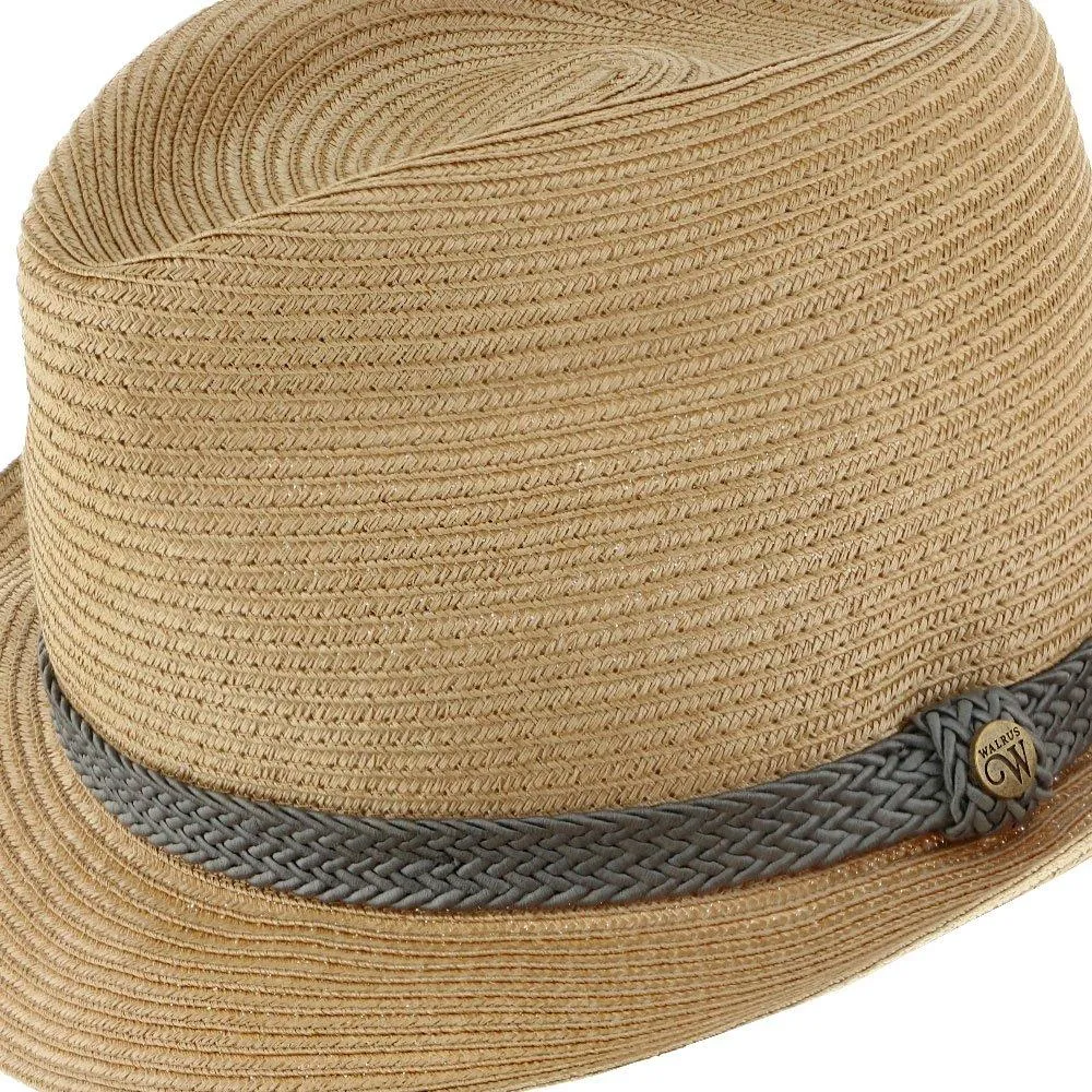 Sandbar - Walrus Hats Paper Braid Straw Fedora Hat w/ Grey Band