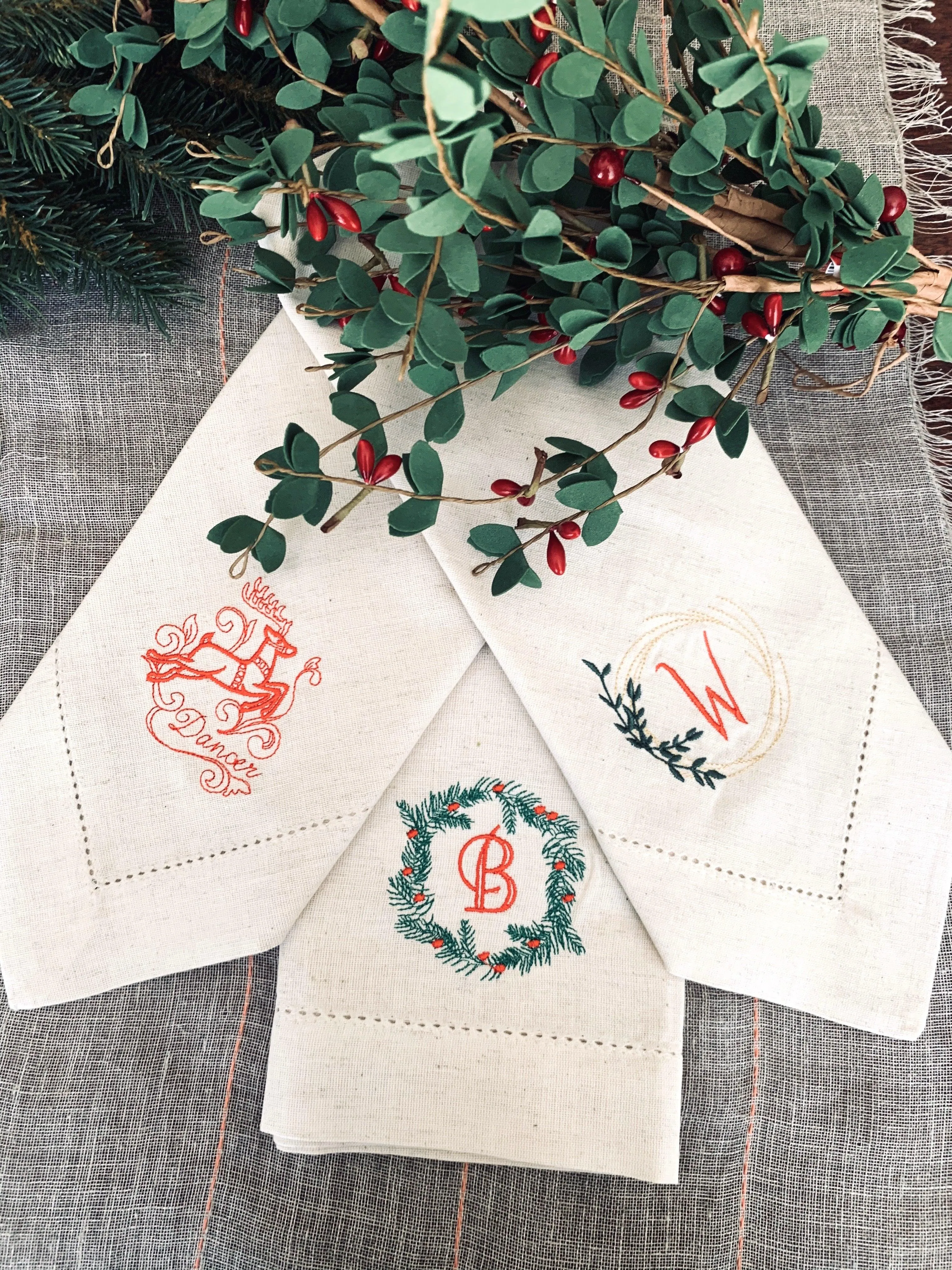 Santa and Reindeer Christmas Napkins - Set of 10 unique napkins