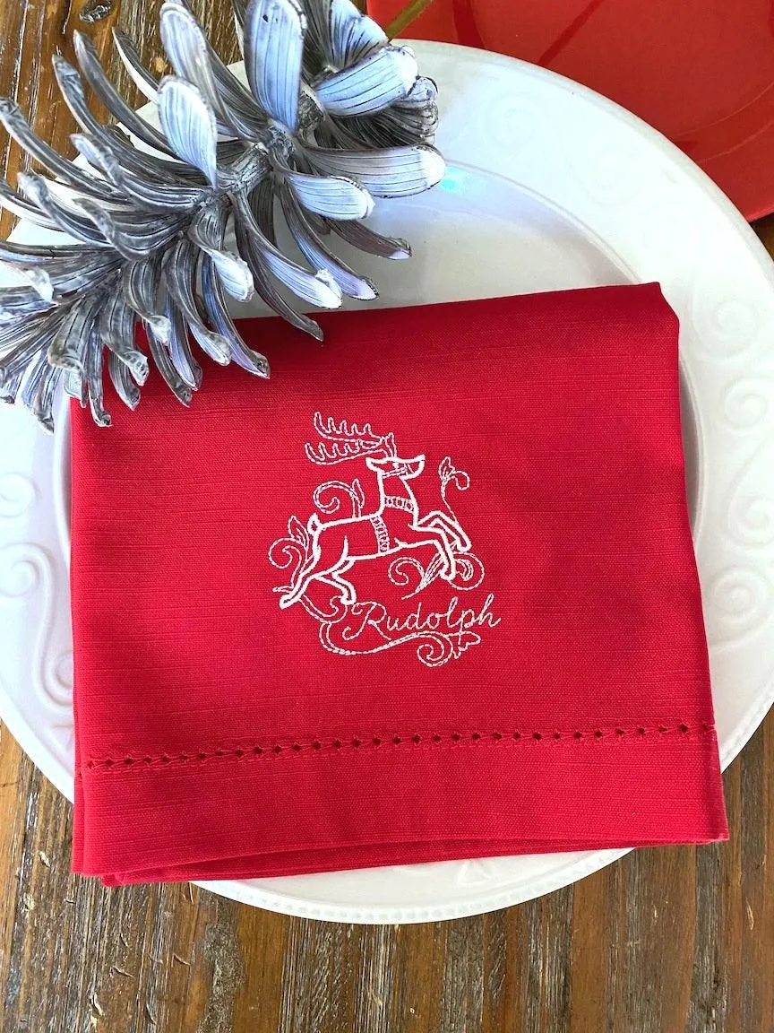 Santa and Reindeer Christmas Napkins - Set of 10 unique napkins