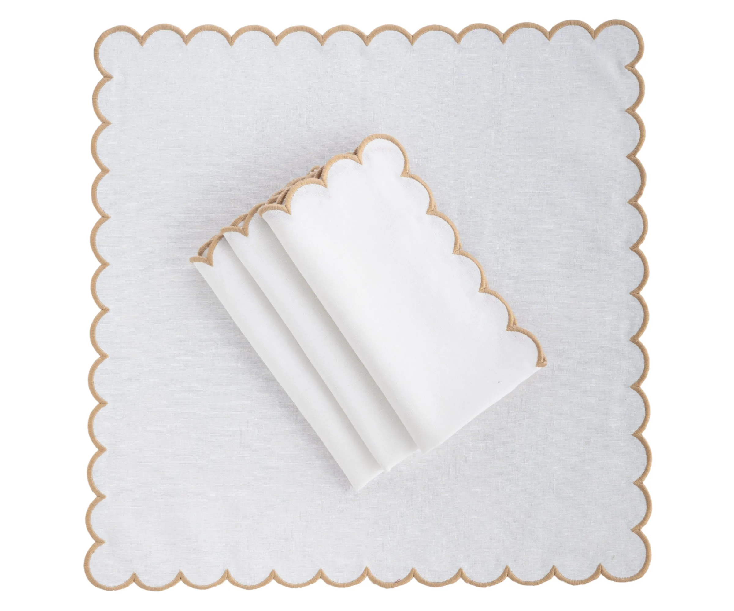 Scalloped Edge Napkins - Cut Work Napkin