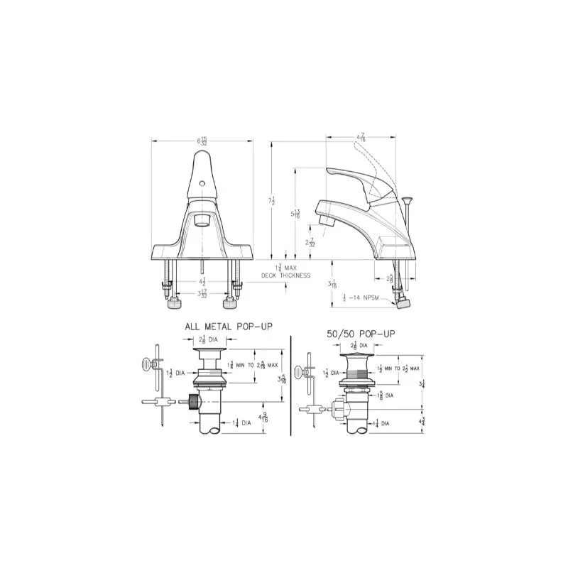 Single-Handle Bathroom Faucet in Polished Chrome - with 50/50 Pop-Up Drain Assembly