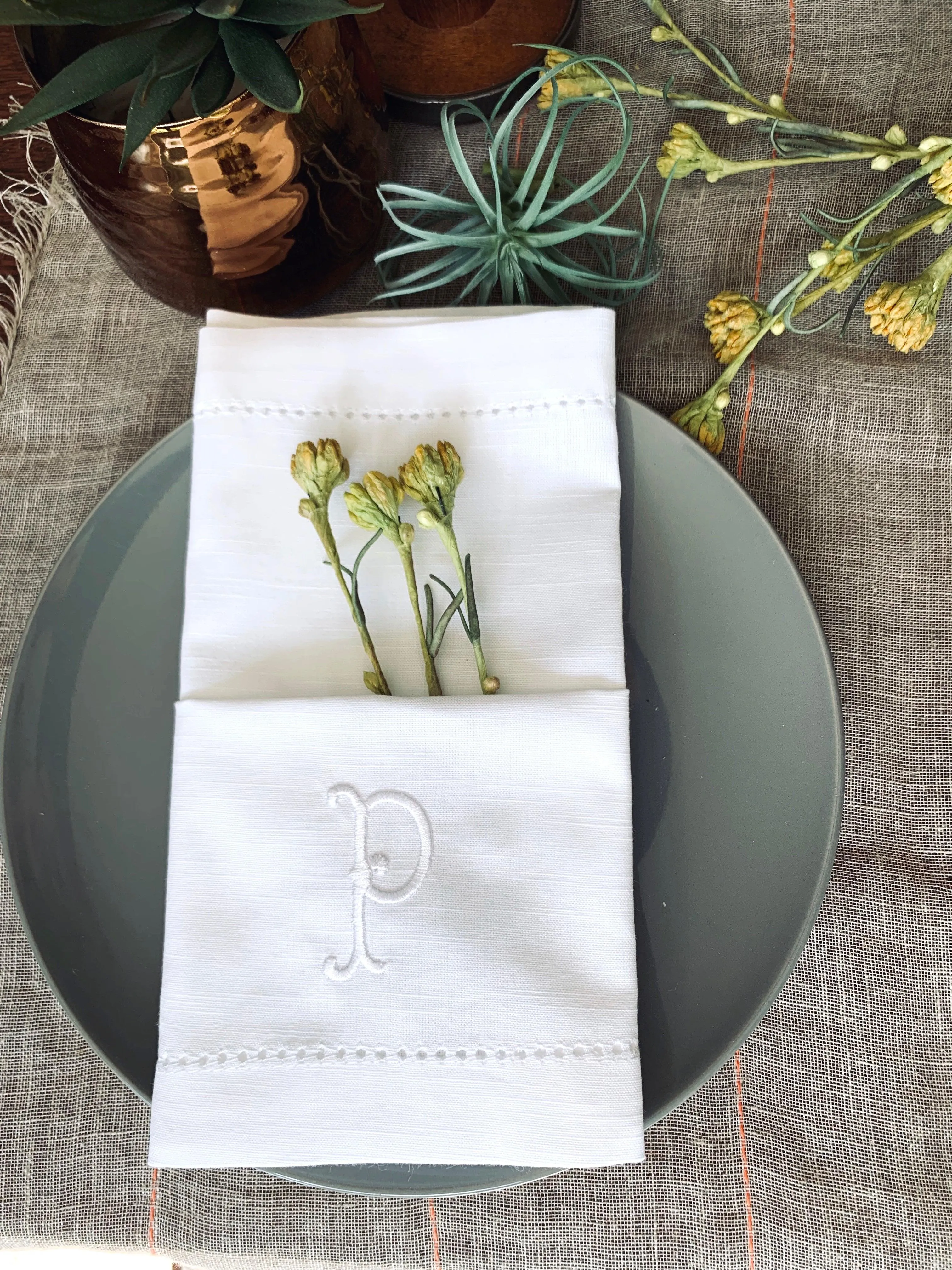 Southern Monogrammed Cloth Dinner Napkins - Set of 4 napkins