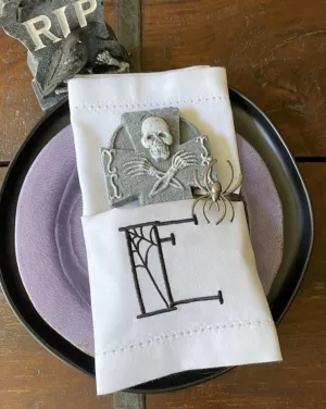 Spider Web Halloween Monogrammed Cloth Dinner Napkins - Set of 4 napkins