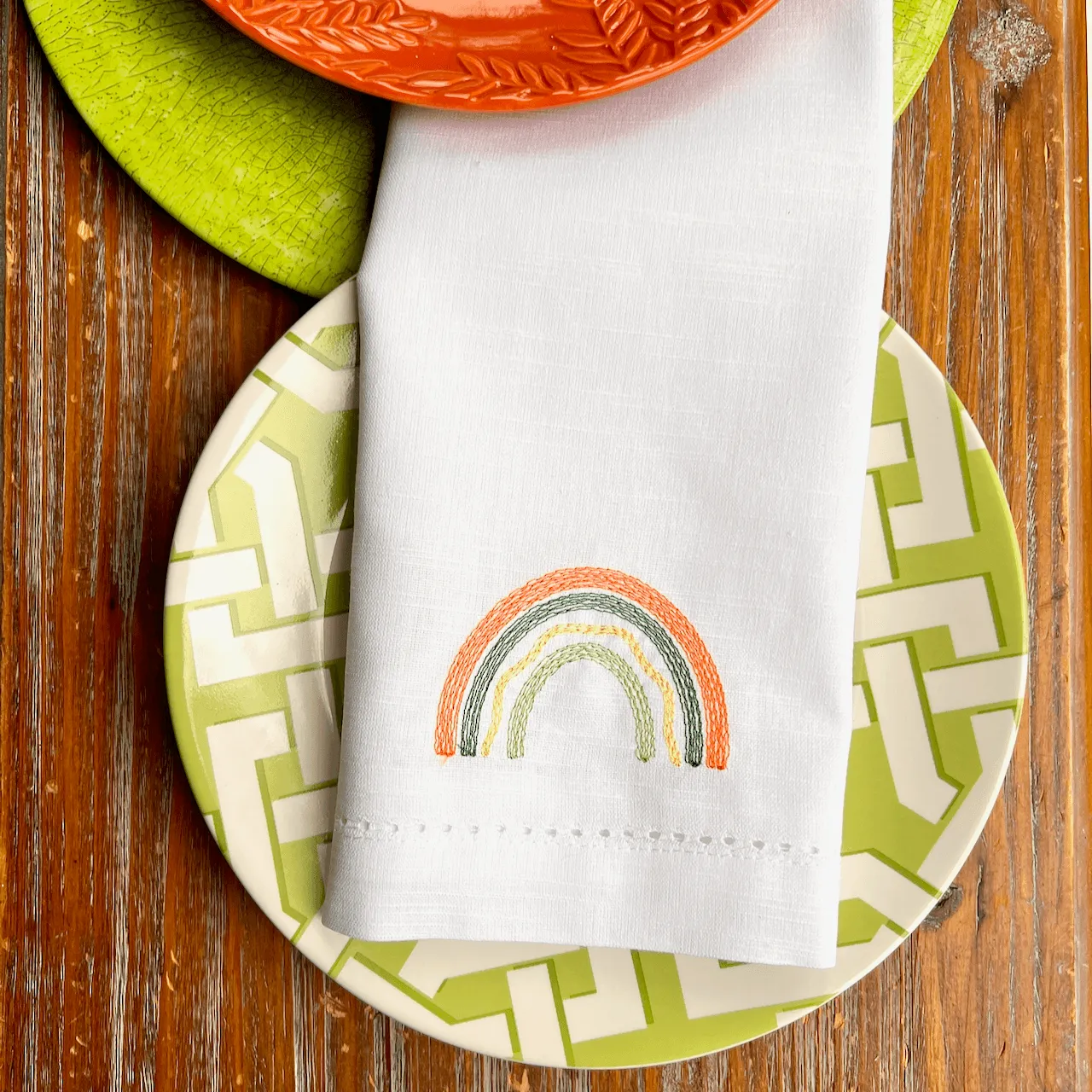 St. Patrick's Day Rainbow Cloth Napkins, Set of 4, Irish Flag Napkins