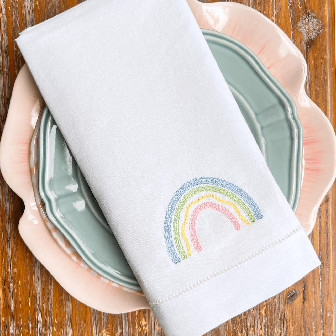 St. Patrick's Day Rainbow Cloth Napkins, Set of 4, Irish Flag Napkins