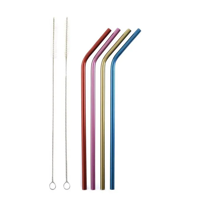 Straws Stainless Steel Multi-Color 4pk