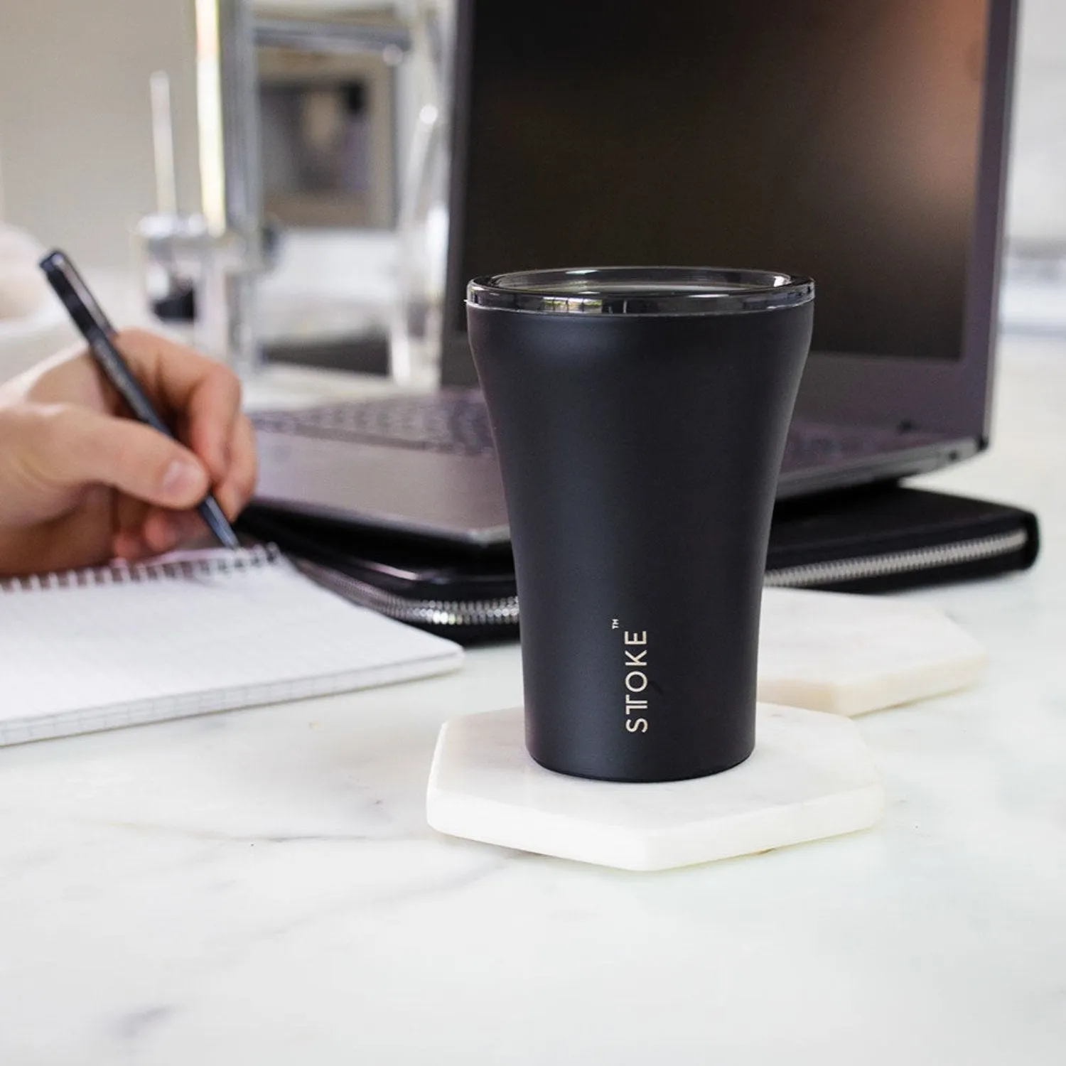 sttoke | ceramic reusable cup 8oz | luxe black - LC