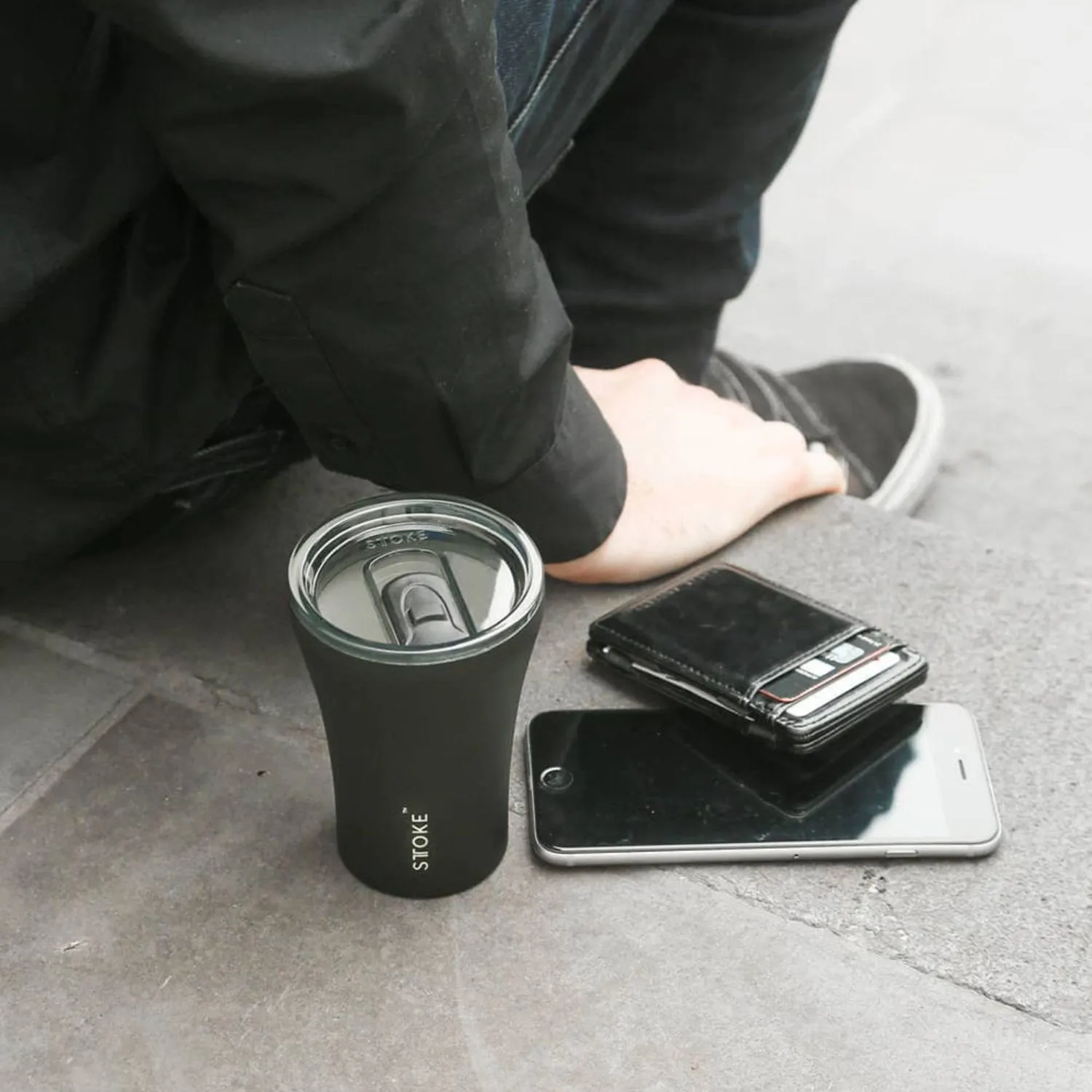 sttoke | ceramic reusable cup 8oz | luxe black - LC