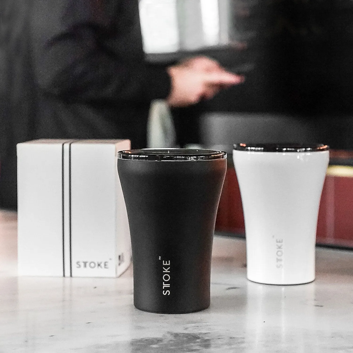 sttoke | ceramic reusable cup 8oz | luxe black - LC