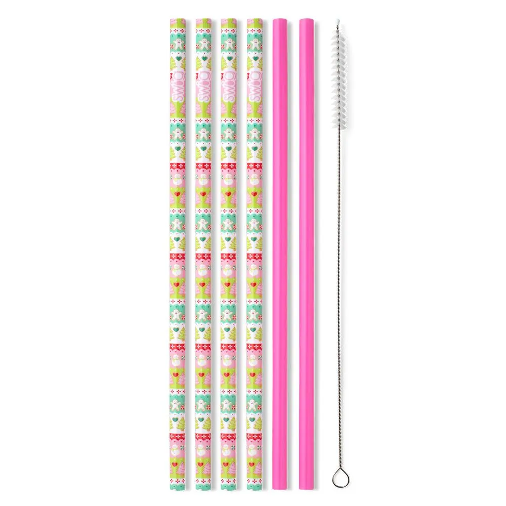 Swig | Cookie Jar   Pink Reusable Straw Set