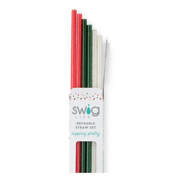 Swig Straw set Christmas Glitter